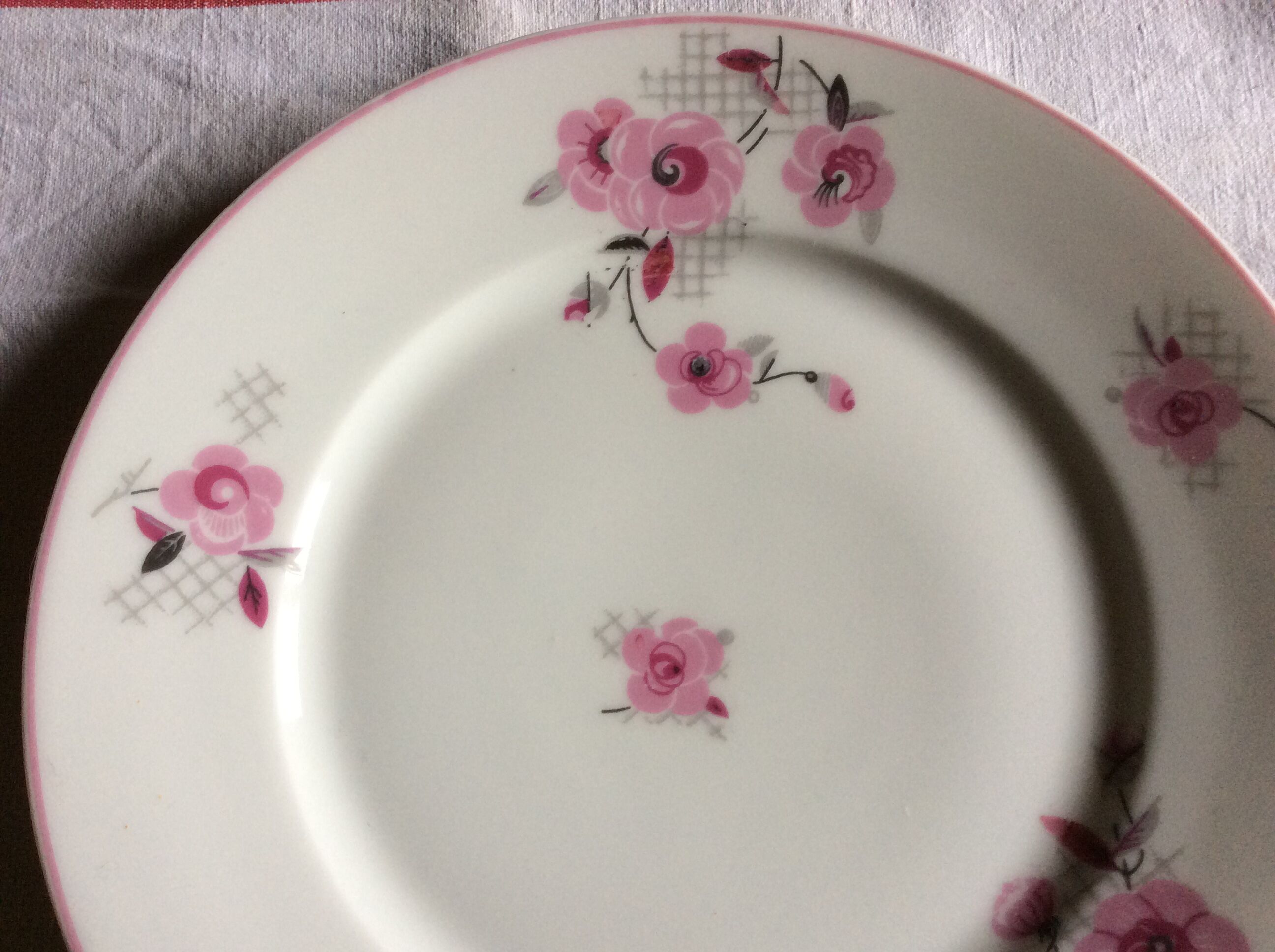 22 flat plates Limoges porcelain, flowers