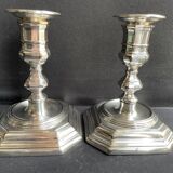 Pair of candlesticks in silver metal regency style