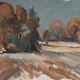 Original Swedish Oil on Canvas – “Red Autumn” by Knut Måsö (1926–2016) – Signed – Vintage & Framed – 57 × 44 cm (22.4" × 17.3")