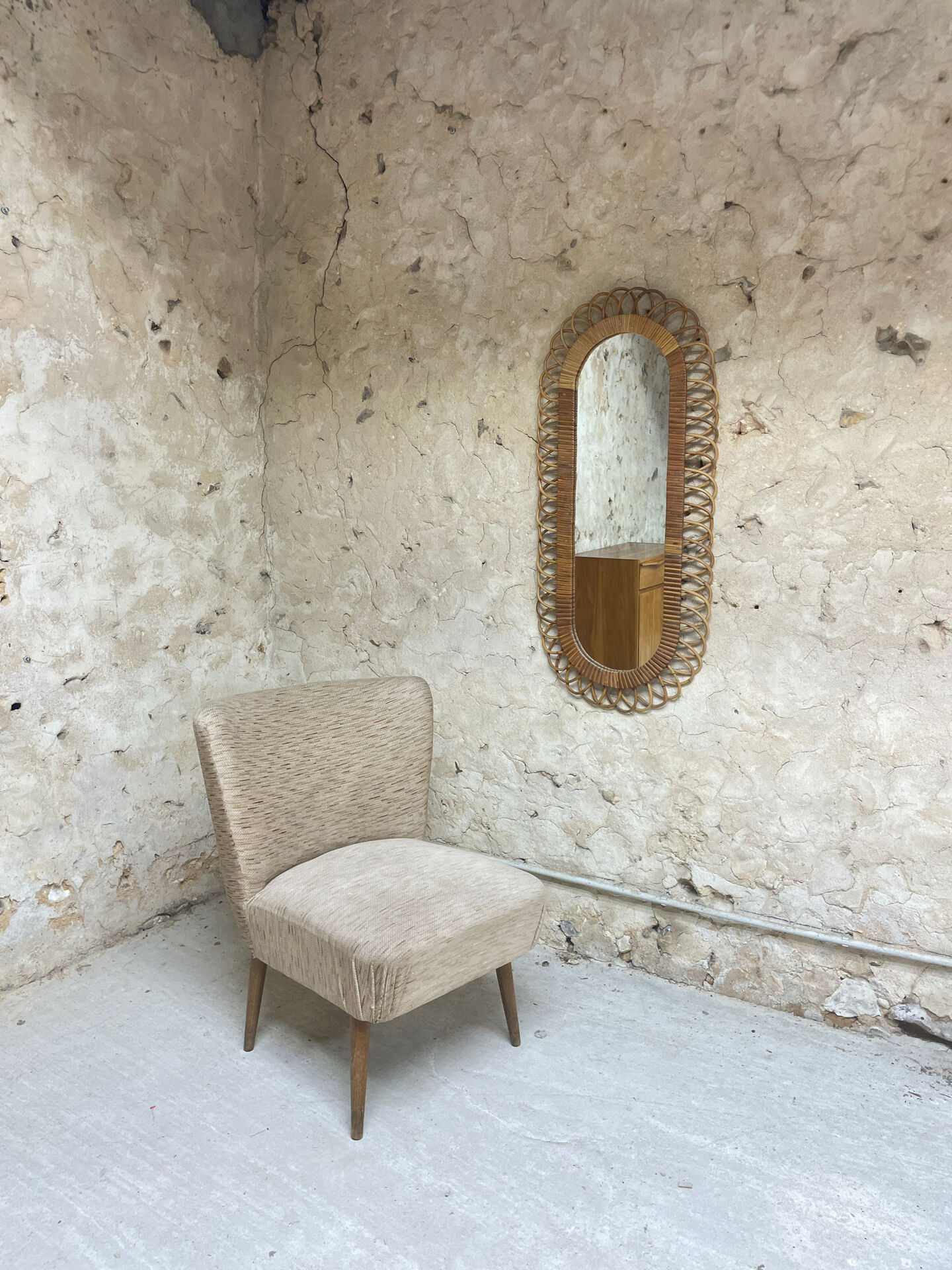Vintage rattan mirror