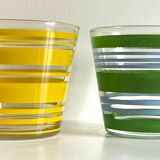 Pair of VINTAGE Silkscreened Glass Plant Pots