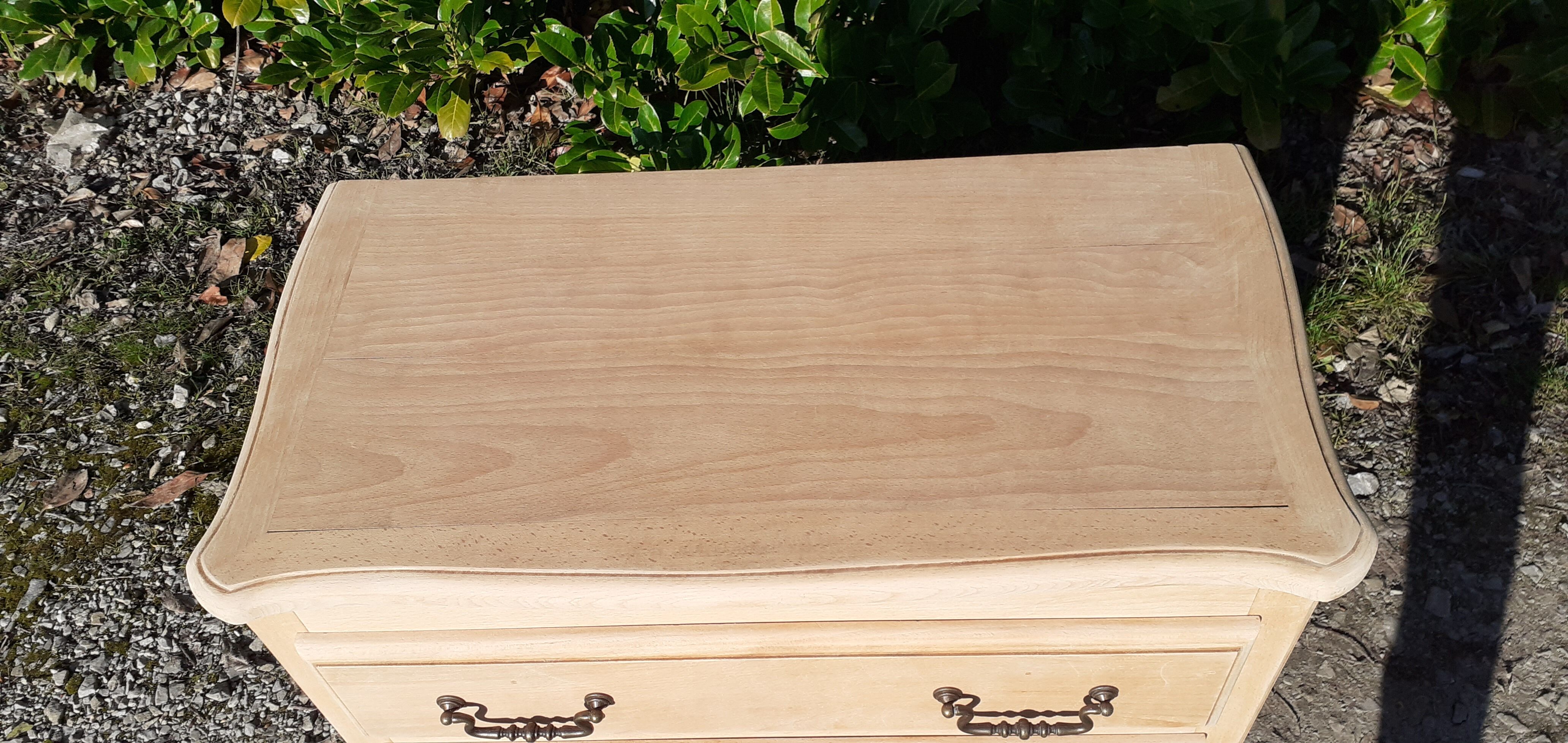 Commode 3 tiroirs style Louis XV en chêne massif bois brut