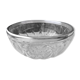 Salad bowl or fruit cup made of molded pressed glass and silver metal