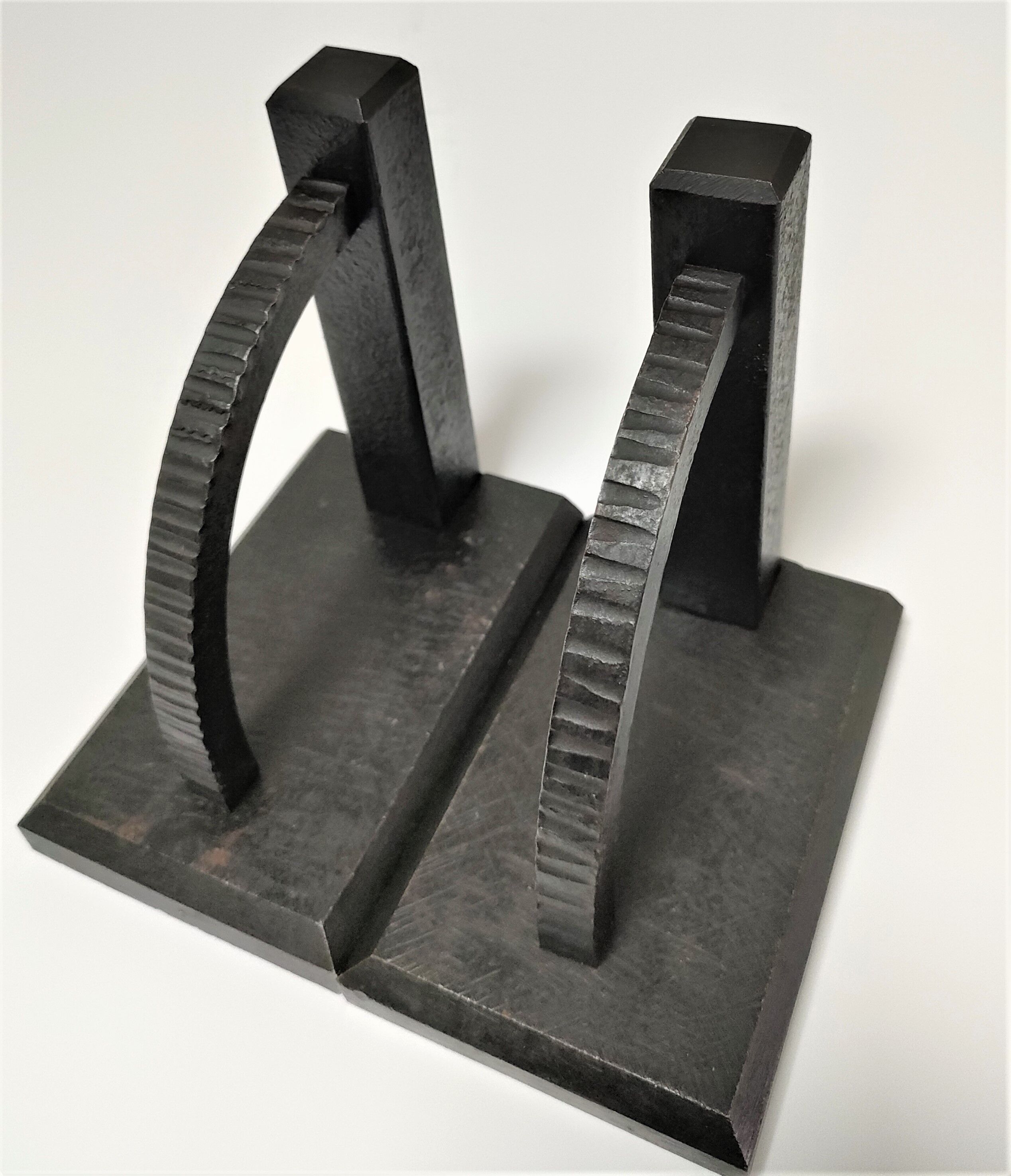 Pair of bookends in black lacquered steel design 60s