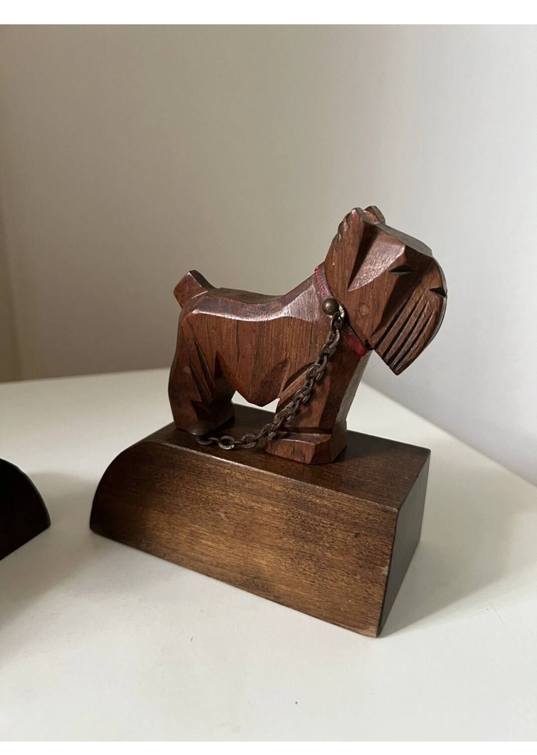 Pair of wooden bookends with Scottish Terrier dog design, 1950s