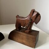 Pair of wooden bookends with Scottish Terrier dog design, 1950s