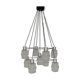 1970s glass and chrome chandelier