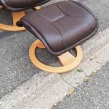 Pair of vintage armchairs with ottoman