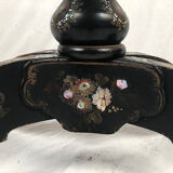 Blackened wooden planter decorated with flowers in medallions and mother-of-pearl burgauty, Napoleon III