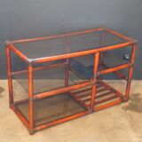 Rattan and leather bookcase 1970