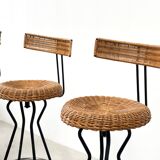 3 rattan barstools