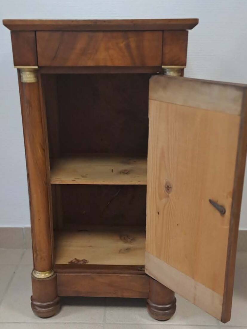 Empire-style bedside table in walnut