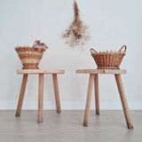 Paire de tabourets anciens tripodes