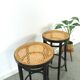 Set jaren 50 houten barkrukken met webbing uit Frankrijk vintage
