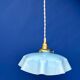 Suspension abat-jour vintage en opaline bleue