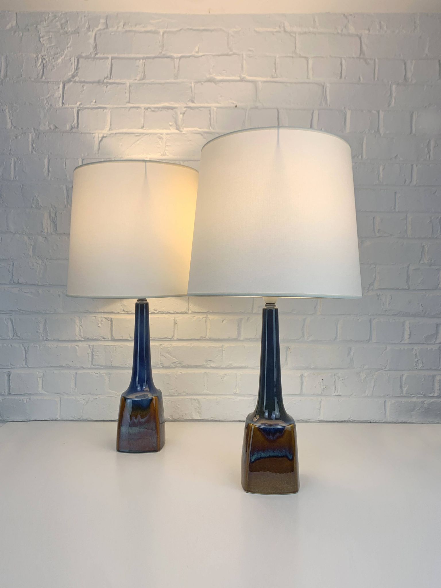 Pair of Scandinavian ceramic table lamps, Søholm Stentøj, Denmark, 1960