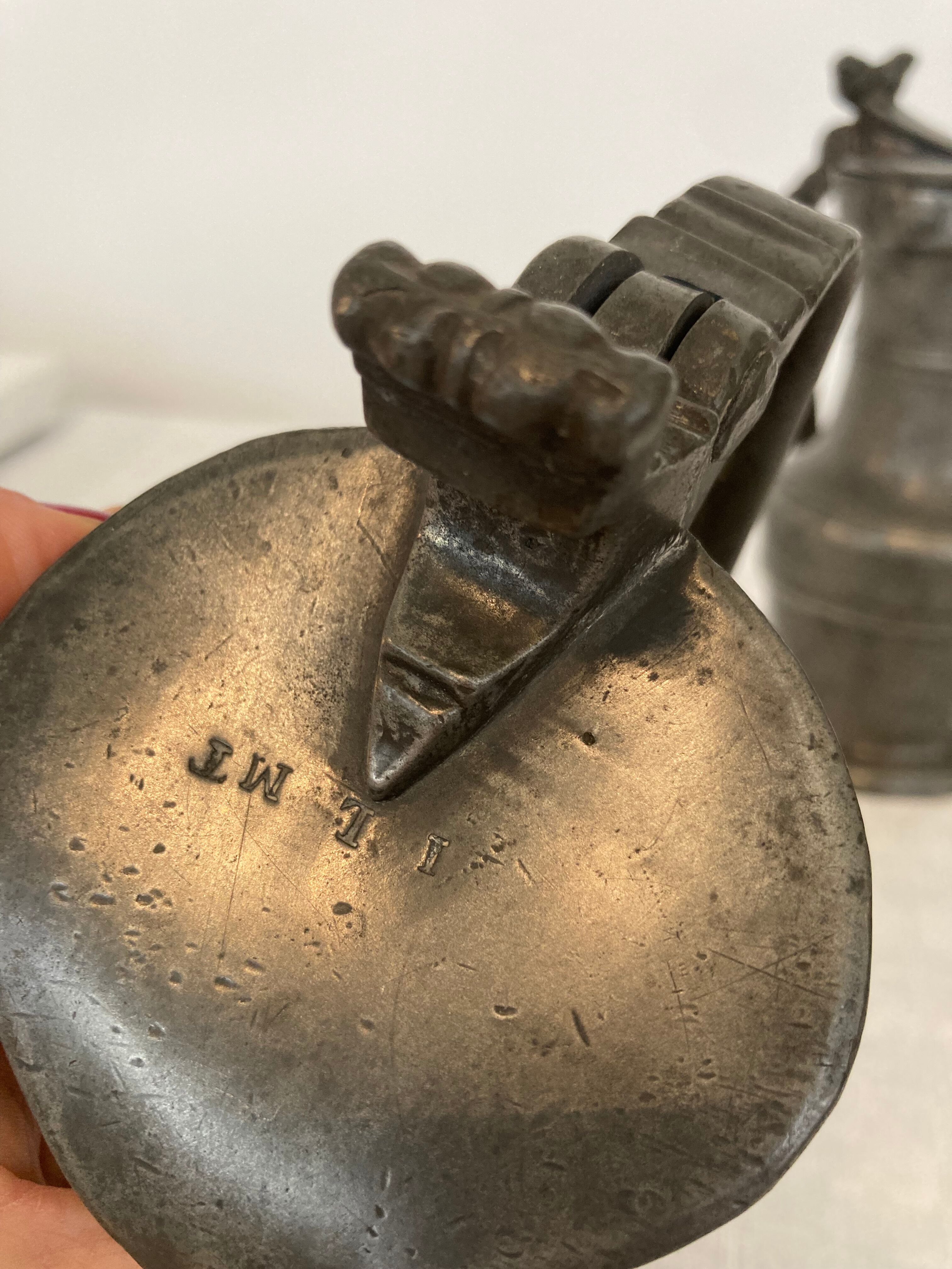 Pair of wine pitchers in pewter XVIIIth date 1753