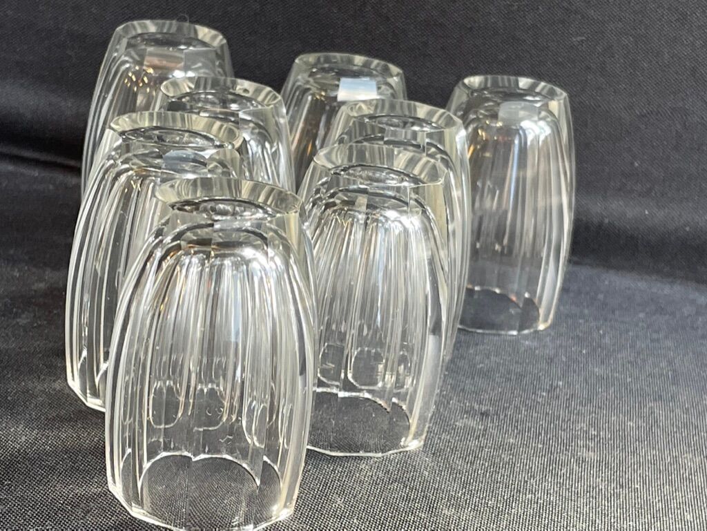 Liquor cabaret - Art Deco - Blown and cut crystal, mahogany or ebony macassar and stainless steel