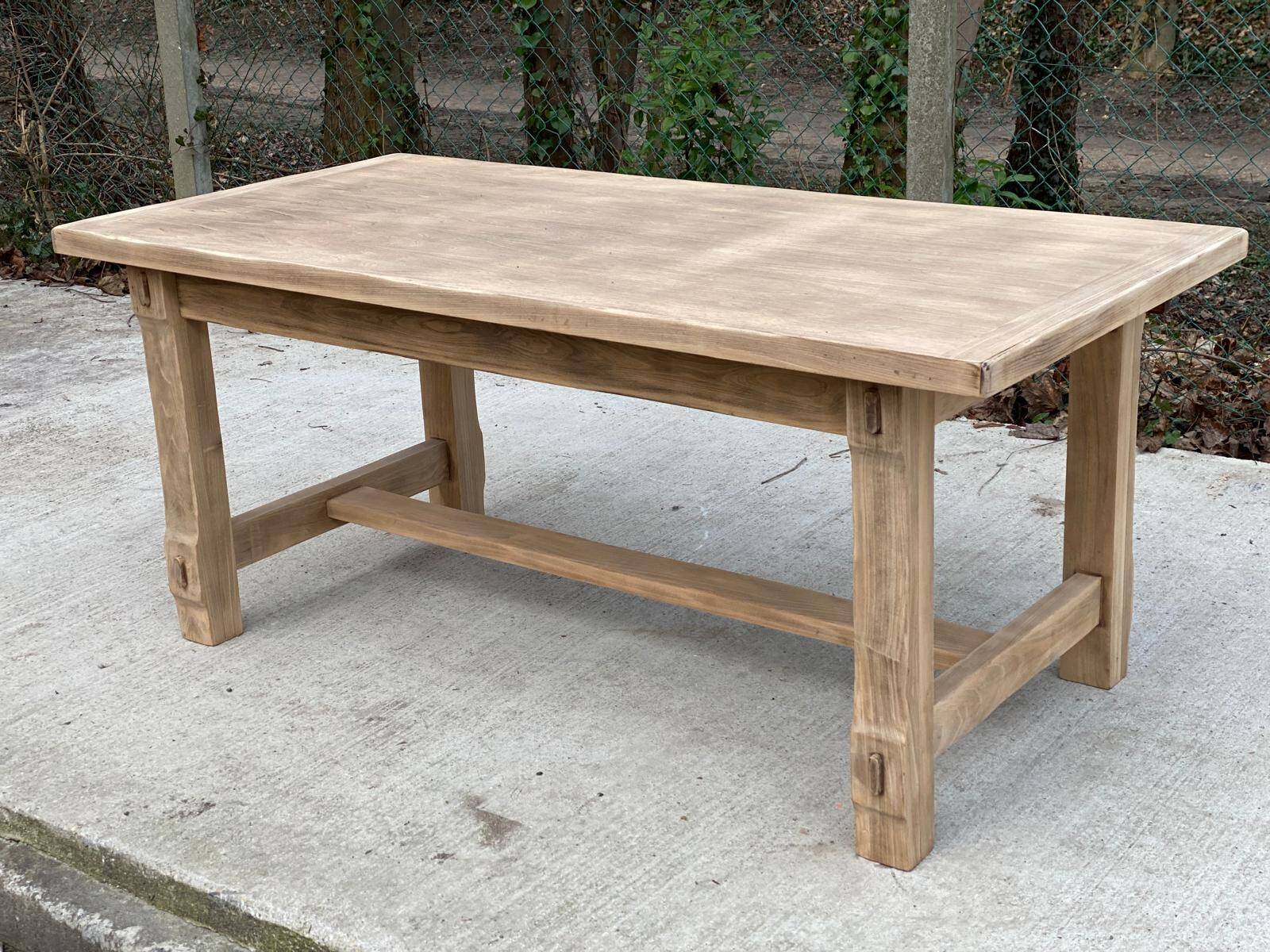 Renovated extendable farmhouse table in raw oak 255cm