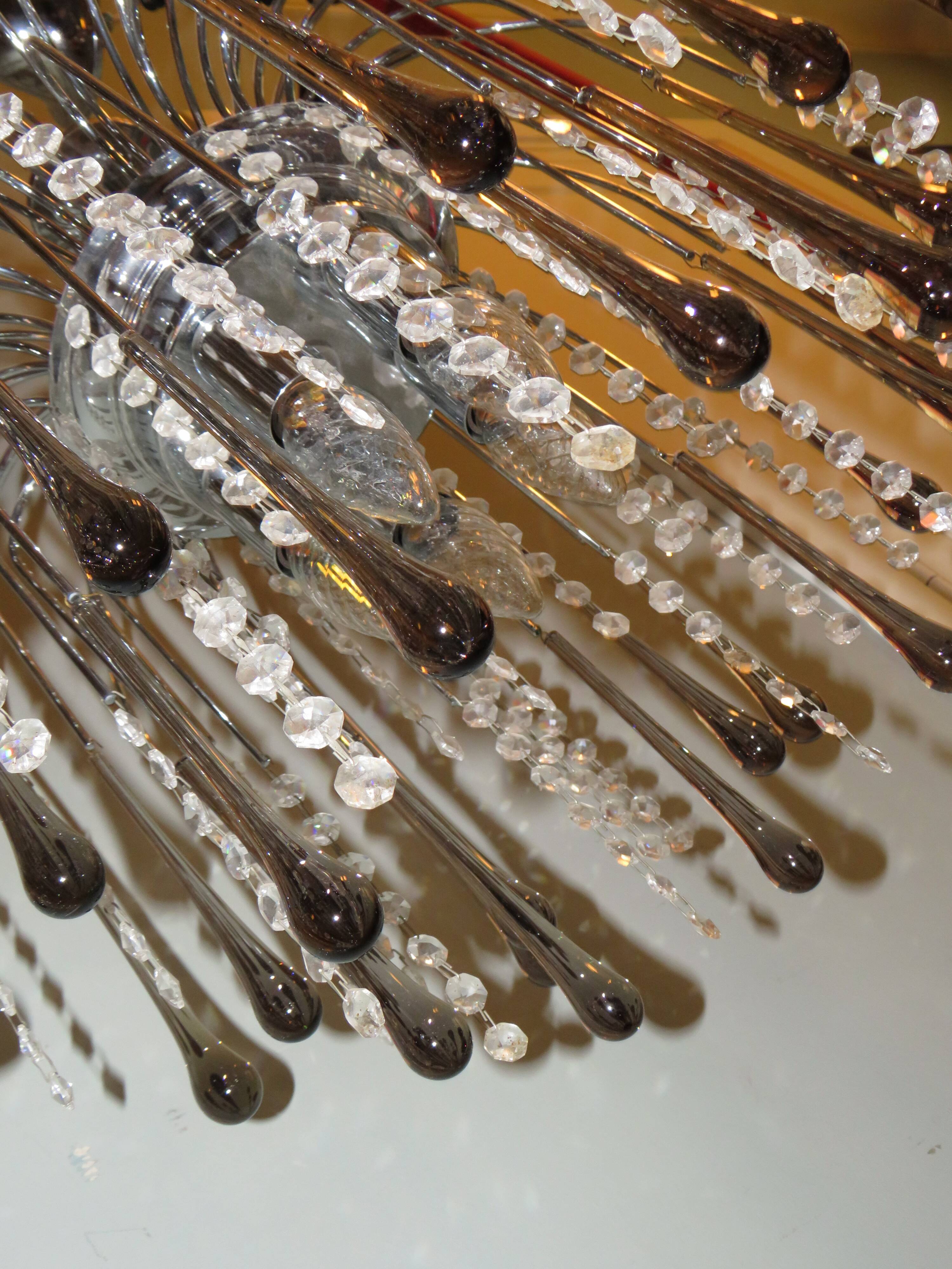 Italian Murano glass waterfall chandelier 1960