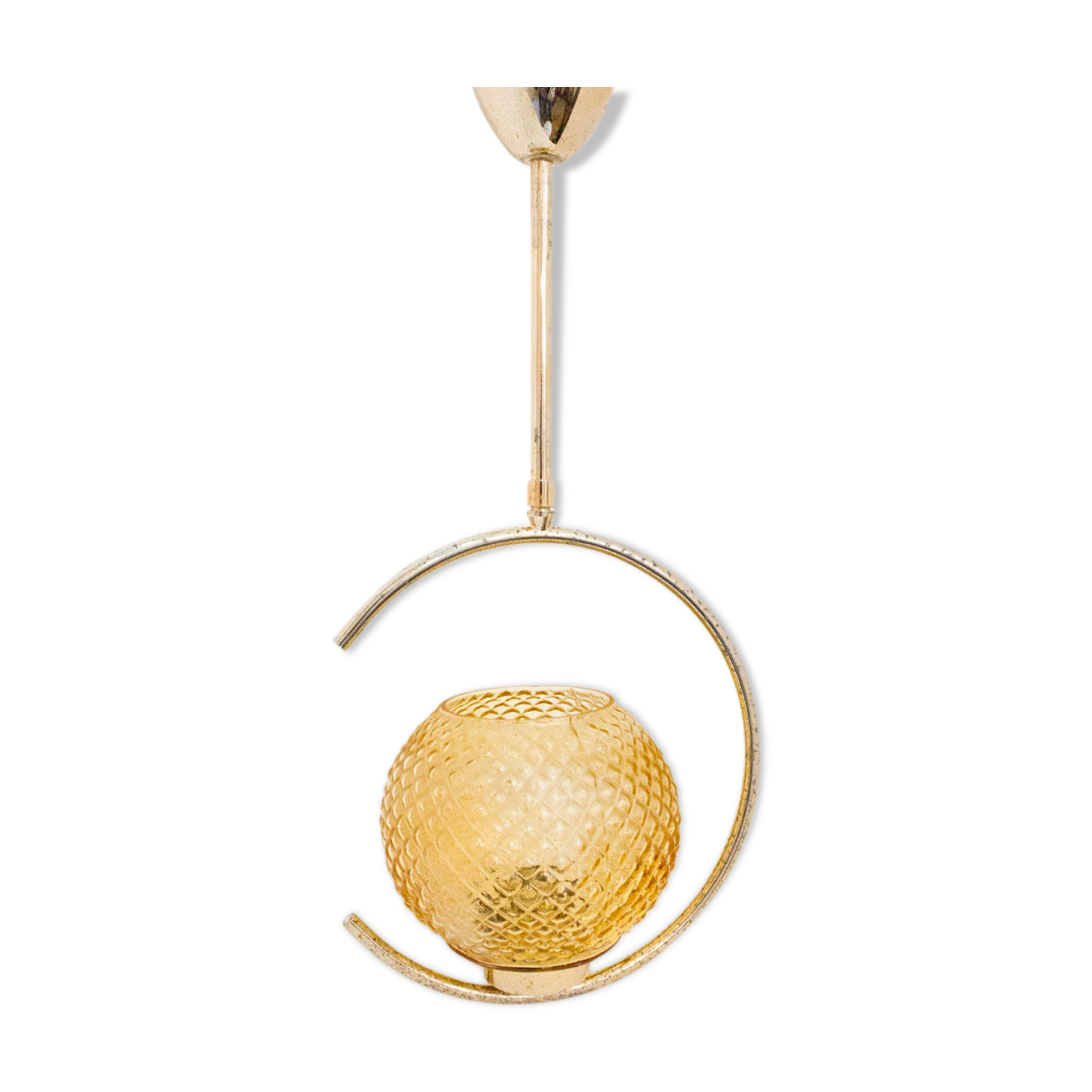 Hanging lamp brass and glass