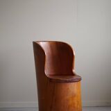 Hand-carved primitive chair made from pine logs, modern Swedish, Wabi Sabi, 1960s.