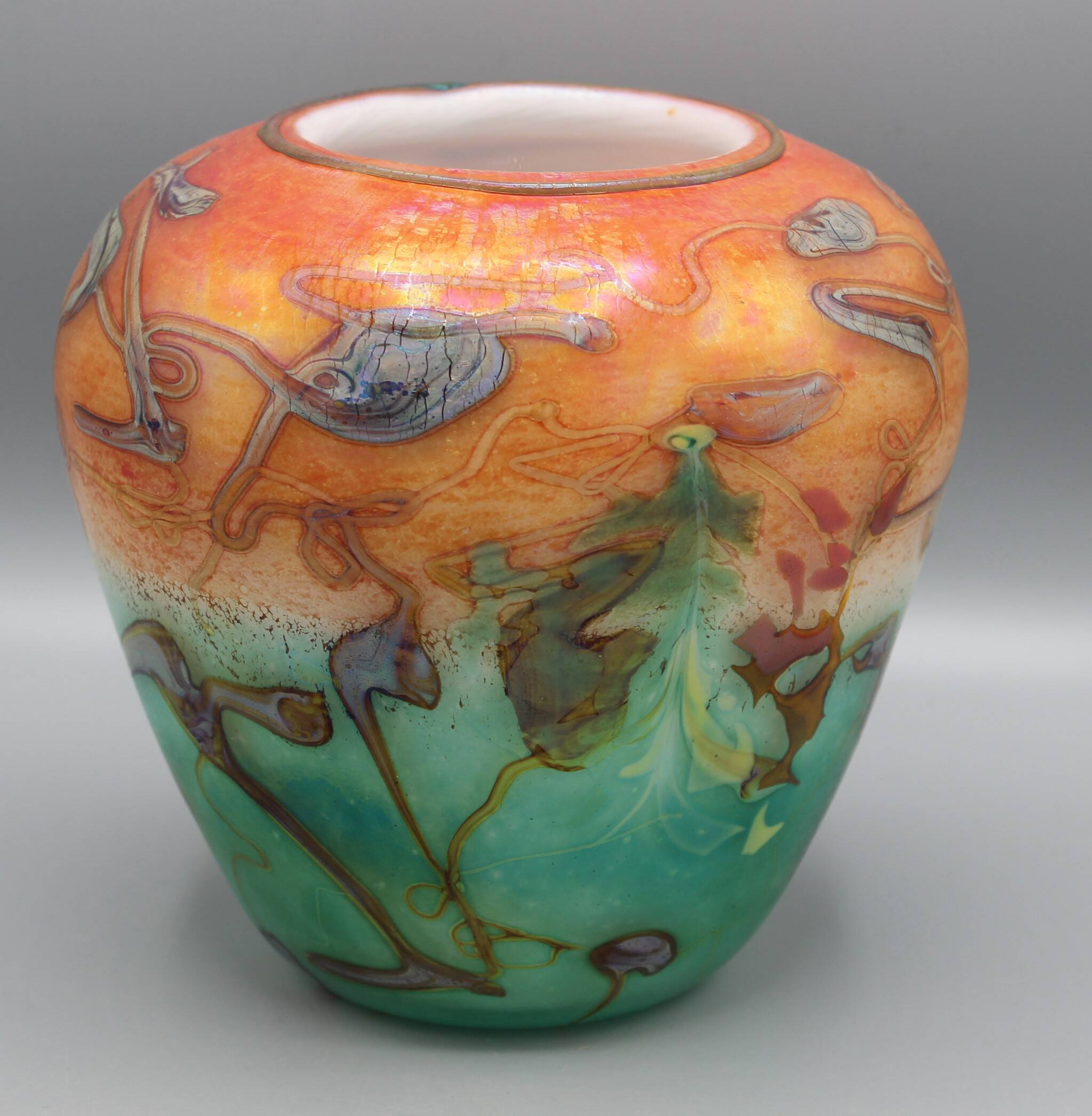 vase en pate verre signe bernard aconito