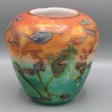 vase en pate verre signe bernard aconito