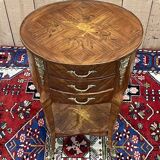 3-drawer side table in rosewood and oak, 1970s Louis XV style work