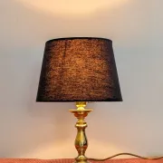 Brass lamp with black fabric shade