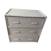 Off-white rattan chest of drawers