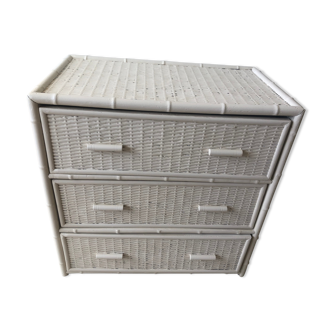 Off-white rattan chest of drawers