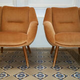 Pair of chairs sculptural vintage restored 60 years