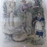 Lithographie du 19° "le moniteur de la mode"