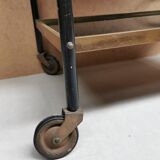 Vintage rolling table, Bar serving trolley on wheels, Removable tray