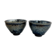 Set 2 tea bowls Tenmokus Chinese ceramic glazed enamel hand painted