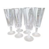 Set of 6 champagne flutes in Cristal d'Arques