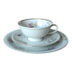 Antique porcelain trio Bavaria – cup, saucer, plate – flowers & do