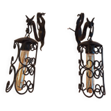 pair of wrought iron animal wall lights