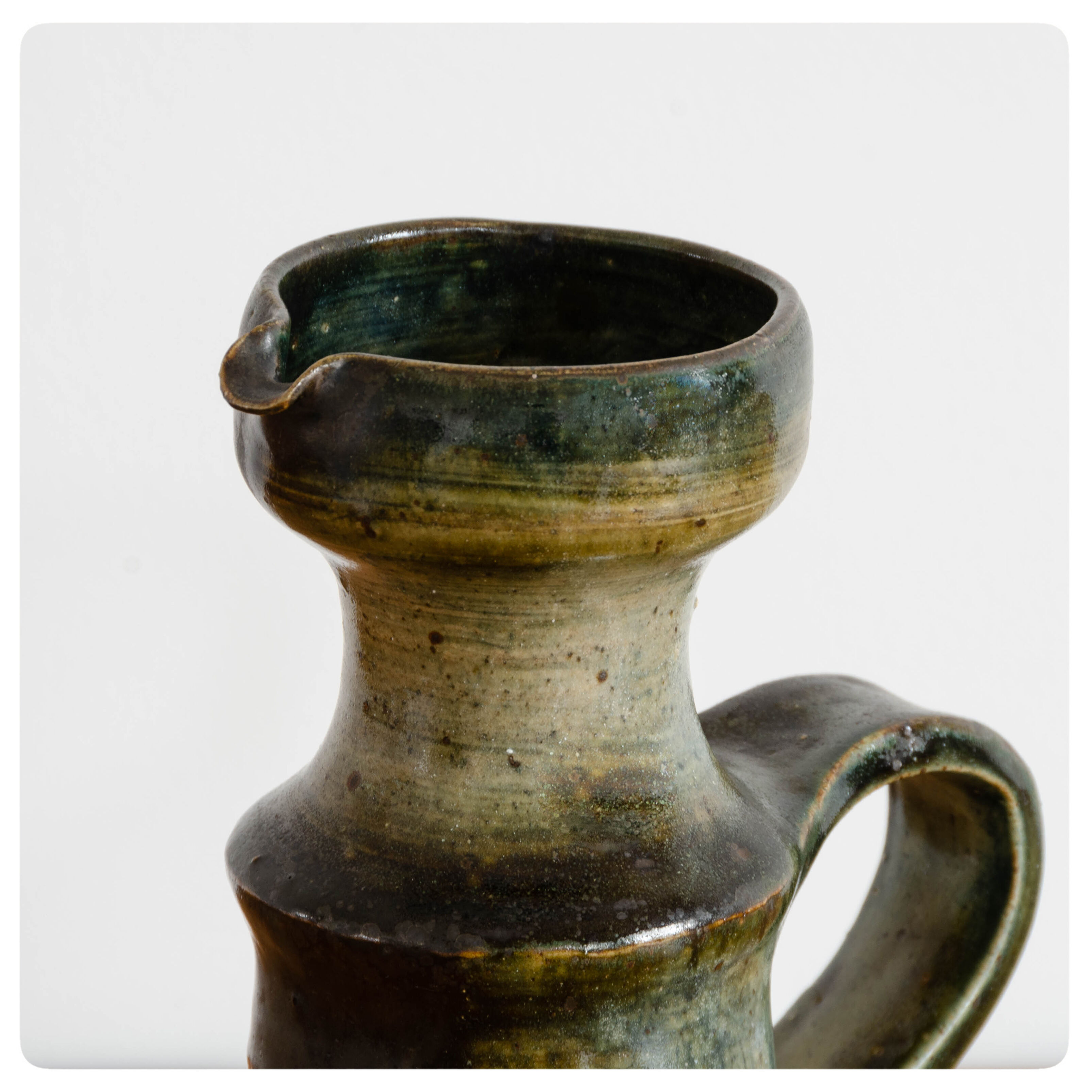 Enamelled sandstone pitcher by Francoise Chedeville - France - Circa 1960.
