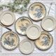 4 assiettes terre de fer gien chardon + 4 petites assiettes dépareillées grès tulowice