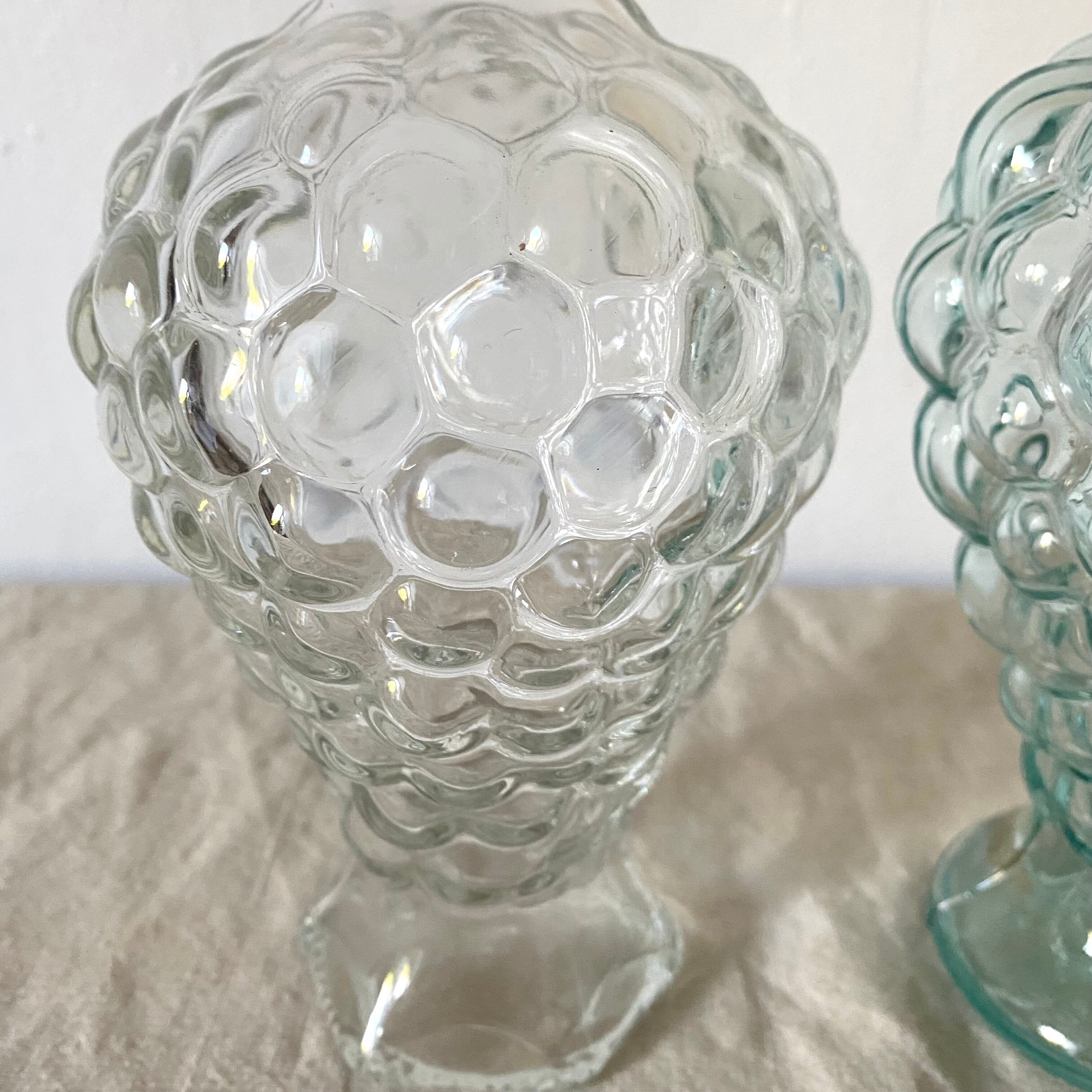 Set of 2 vintage grape glass carafes