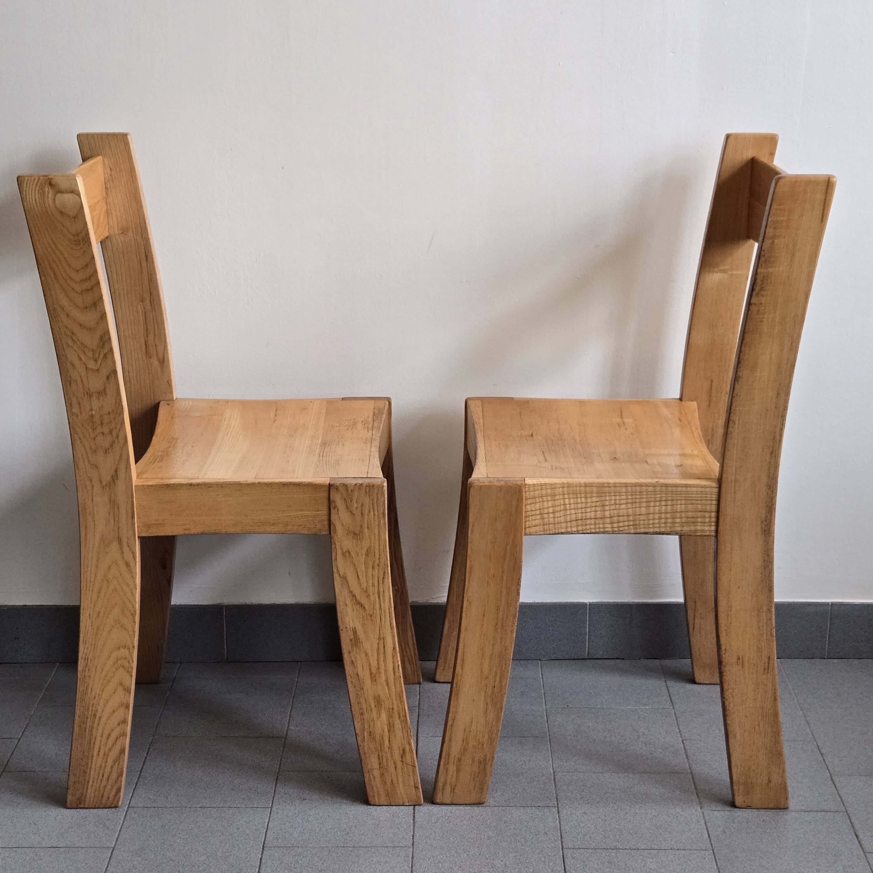 Pair of vintage 1970s elm chairs