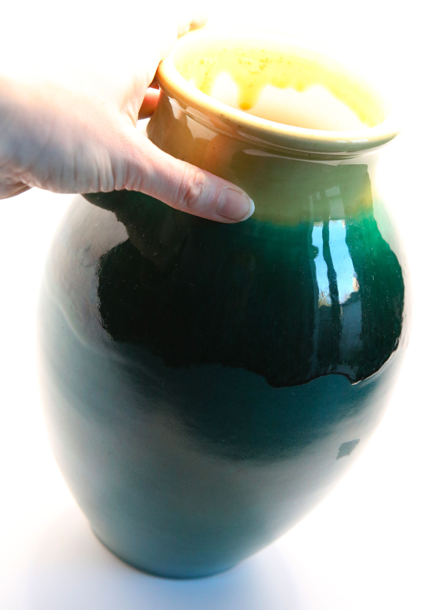 Vase XL malachite green and lemon yellow from Accolay