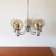 Five-branched chandelier, in chrome and smoked glass globes, Design, 1970