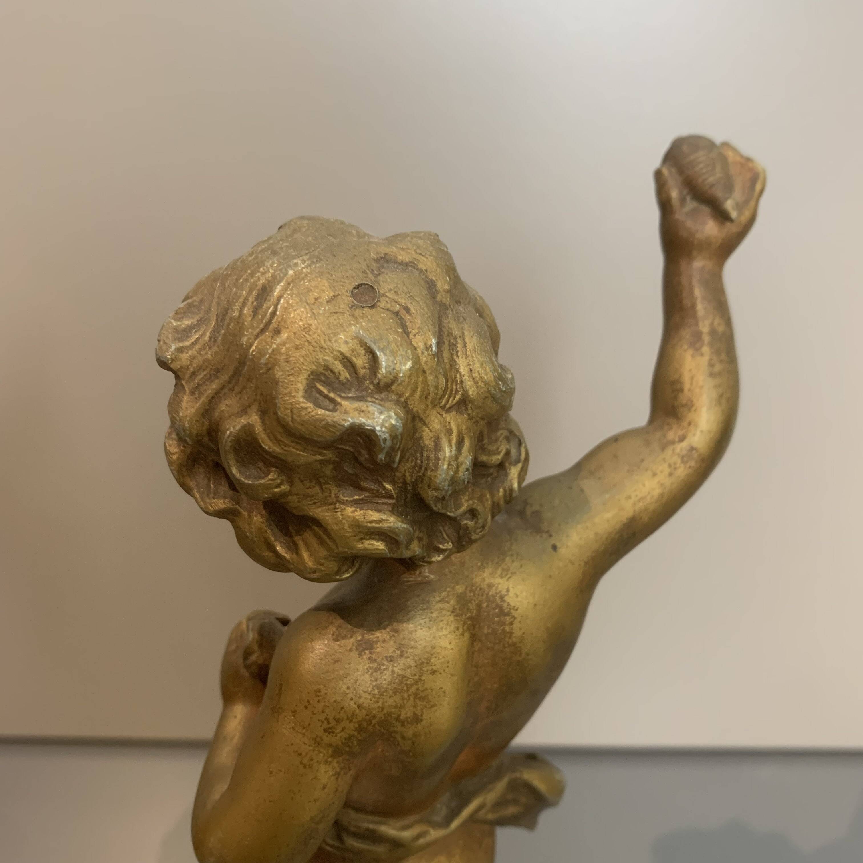 Two bronze statues, Auguste Moreau 'putti' (h25cm) 19th century sculpture