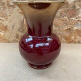 Antique bordeaux red & gold ceramic vase germany vintage