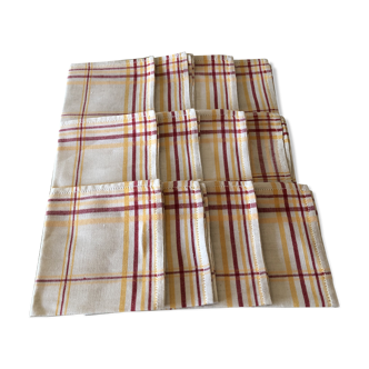 Serie de 12 serviettes en lin et coton anciennes