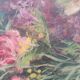 Elliptical table still life bouquet of flowers oil on wood by Lillie Honnorat