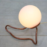 Vintage organic copper and opaline table lamp